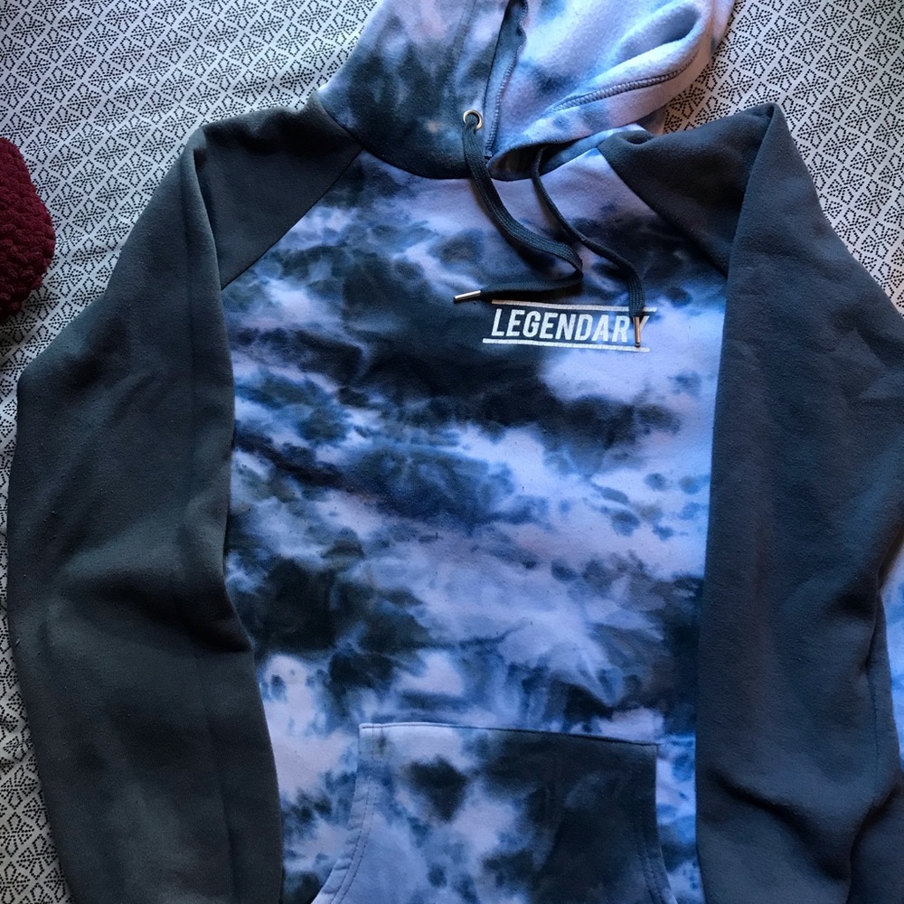 Rue 21 Blue and White Tie Dye Hoodie